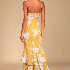 Lulu's Yellow Floral Backless Maxi Dress